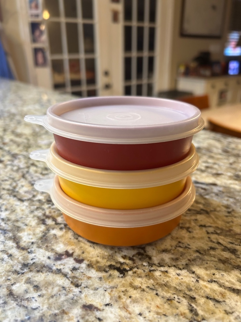Vintage Little Wonder Tupperware Stackable FoodContainers-Red, Yellow, Orange